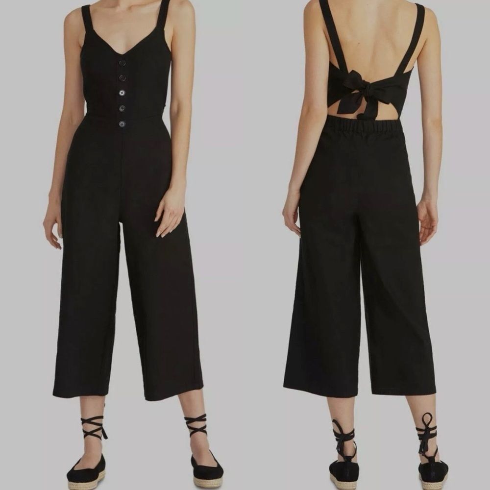 RACHEL Rachel Roy- Cotton Cropped Tie-Back Jumpsuit